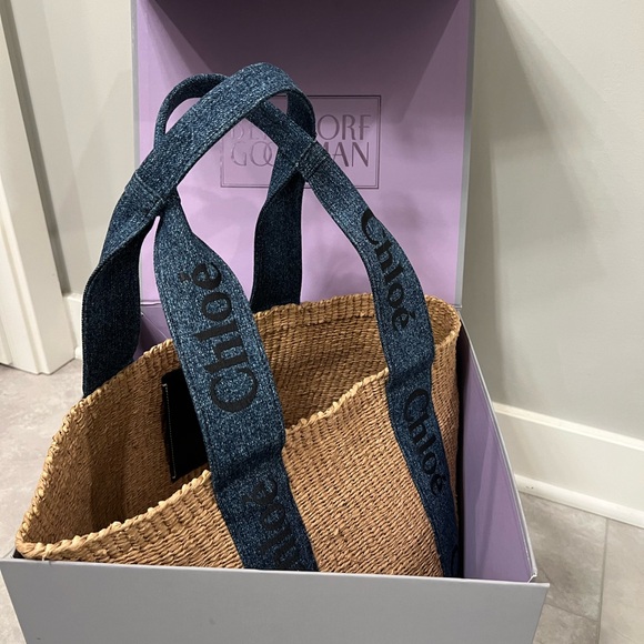 Chloe Woody Large Mafuko Basket Bag With Logo Webbing - Picture 4 of 8